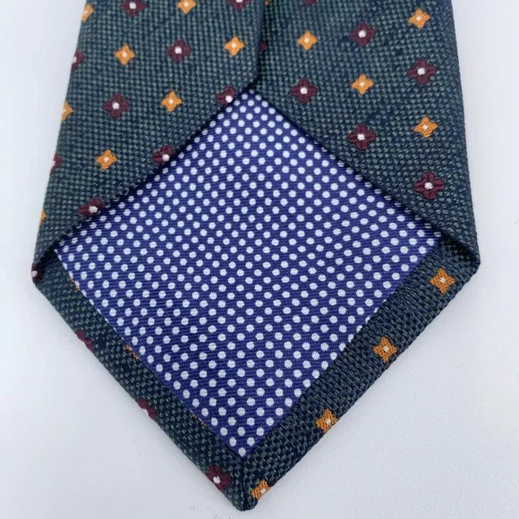Eton Tie Mens One Size Green‎ Blue Floral Silk Classic Fit Necktie Italy Made
